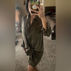 NWOT Olive green silk dress